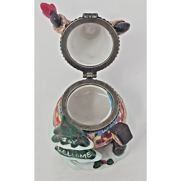 Vintage Ceramic Hinged Trinket Box Santa and Tree Holiday Decoration PB194 - Picture 5 of 7